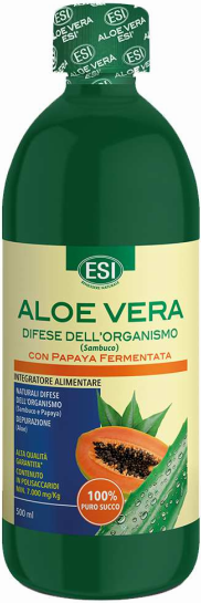 Aloe-Vera-Saft mit Papaya fermentiert und Holunderbltenextrakt Vegan  500  ml